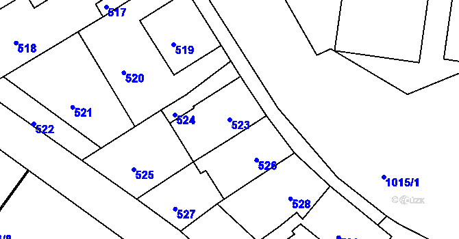 Parcela st. 523 v KÚ Brodek u Prostějova, Katastrální mapa