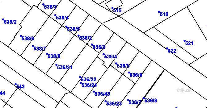 Parcela st. 536/4 v KÚ Brodek u Prostějova, Katastrální mapa