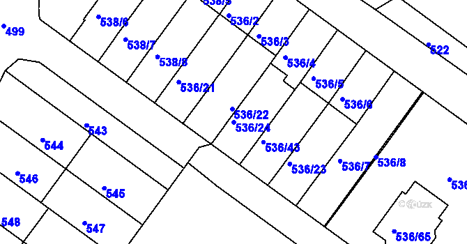 Parcela st. 536/24 v KÚ Brodek u Prostějova, Katastrální mapa