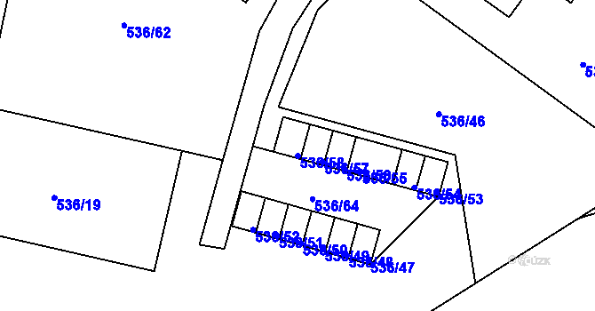 Parcela st. 536/58 v KÚ Brodek u Prostějova, Katastrální mapa