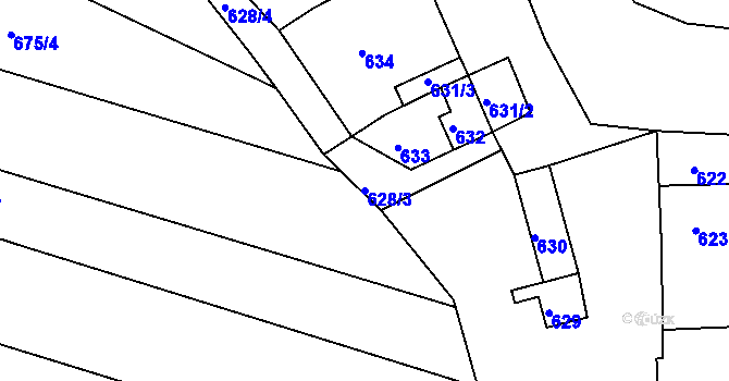 Parcela st. 628/3 v KÚ Brodek u Prostějova, Katastrální mapa