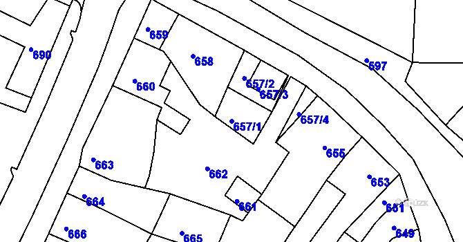 Parcela st. 657/1 v KÚ Brodek u Prostějova, Katastrální mapa
