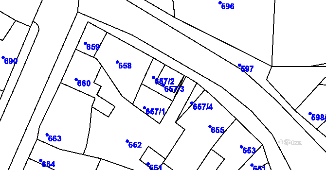 Parcela st. 657/3 v KÚ Brodek u Prostějova, Katastrální mapa