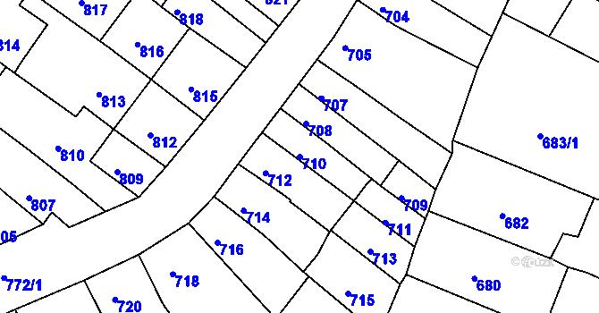 Parcela st. 710 v KÚ Brodek u Prostějova, Katastrální mapa