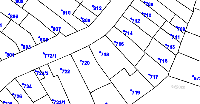 Parcela st. 718 v KÚ Brodek u Prostějova, Katastrální mapa
