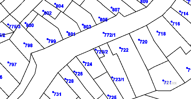 Parcela st. 723/2 v KÚ Brodek u Prostějova, Katastrální mapa