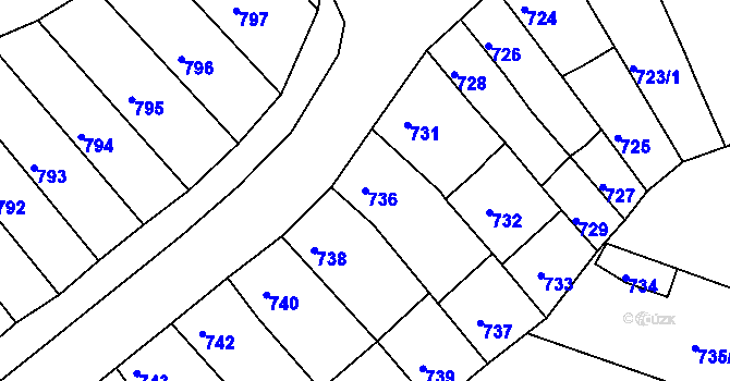 Parcela st. 736 v KÚ Brodek u Prostějova, Katastrální mapa