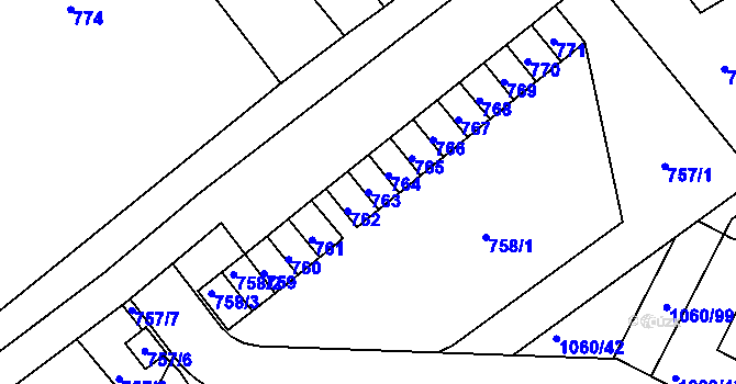 Parcela st. 763 v KÚ Brodek u Prostějova, Katastrální mapa
