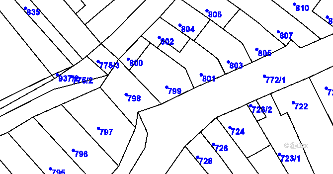 Parcela st. 799 v KÚ Brodek u Prostějova, Katastrální mapa
