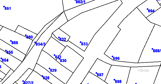 Parcela st. 833 v KÚ Brodek u Prostějova, Katastrální mapa