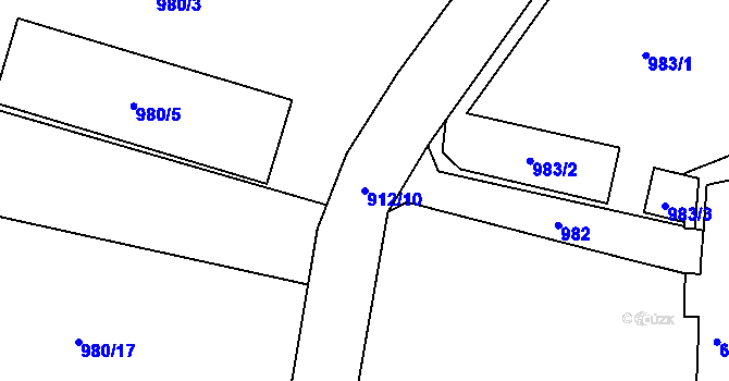 Parcela st. 912 v KÚ Brodek u Prostějova, Katastrální mapa