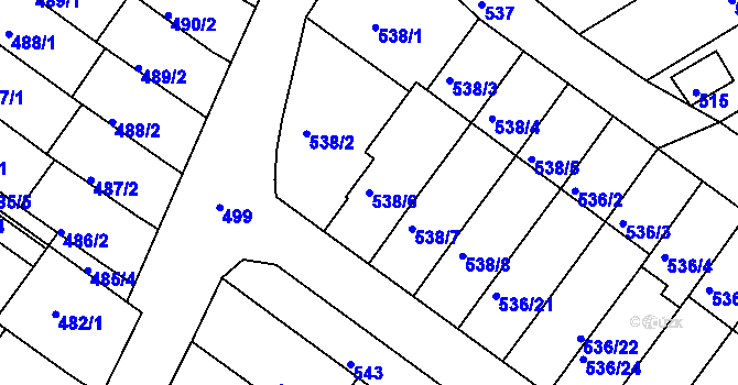 Parcela st. 538/6 v KÚ Brodek u Prostějova, Katastrální mapa