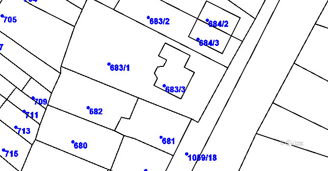 Parcela st. 683/3 v KÚ Brodek u Prostějova, Katastrální mapa