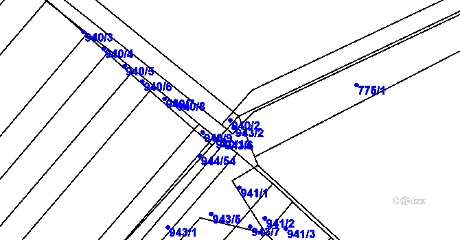 Parcela st. 940/2 v KÚ Brodek u Prostějova, Katastrální mapa