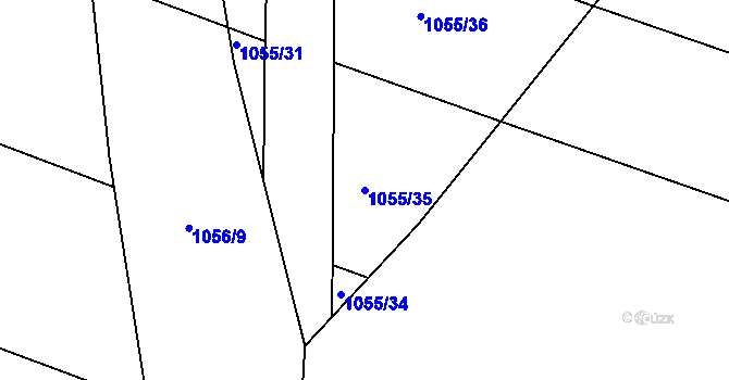 Parcela st. 1055/35 v KÚ Brodek u Prostějova, Katastrální mapa