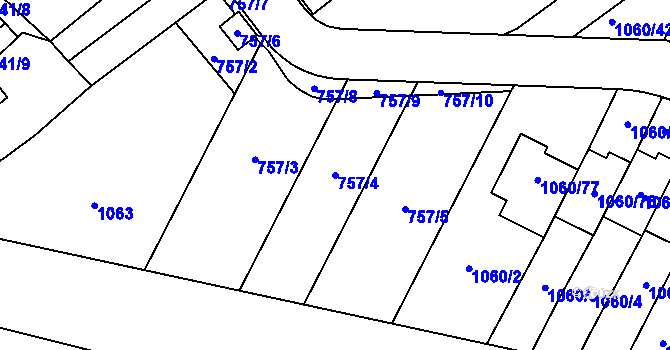 Parcela st. 757/4 v KÚ Brodek u Prostějova, Katastrální mapa
