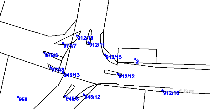 Parcela st. 912/15 v KÚ Brodek u Prostějova, Katastrální mapa