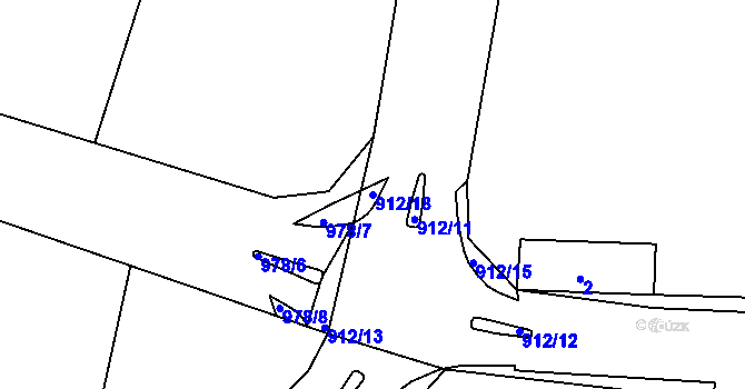 Parcela st. 912/18 v KÚ Brodek u Prostějova, Katastrální mapa