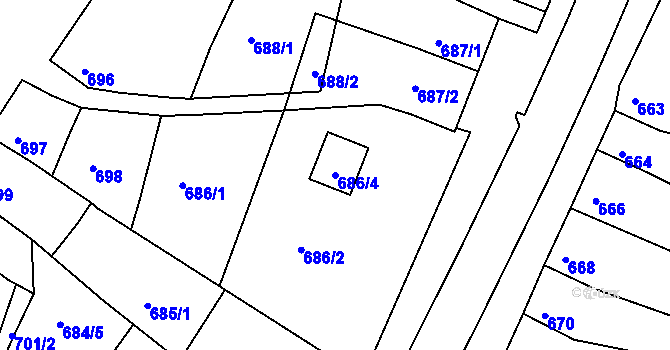 Parcela st. 686/4 v KÚ Brodek u Prostějova, Katastrální mapa
