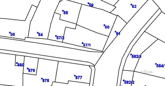 Parcela st. 57/1 v KÚ Brodek u Prostějova, Katastrální mapa
