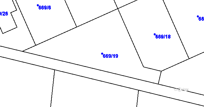 Parcela st. 669/19 v KÚ Sněhotice, Katastrální mapa