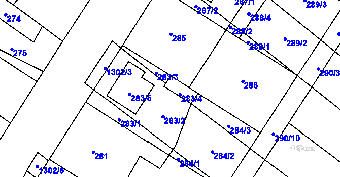 Parcela st. 283/6 v KÚ Brodek u Přerova, Katastrální mapa