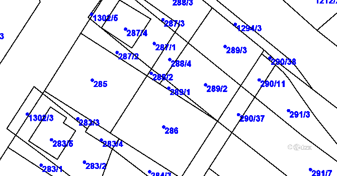 Parcela st. 289/1 v KÚ Brodek u Přerova, Katastrální mapa