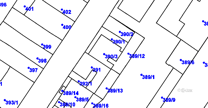 Parcela st. 390/3 v KÚ Brodek u Přerova, Katastrální mapa