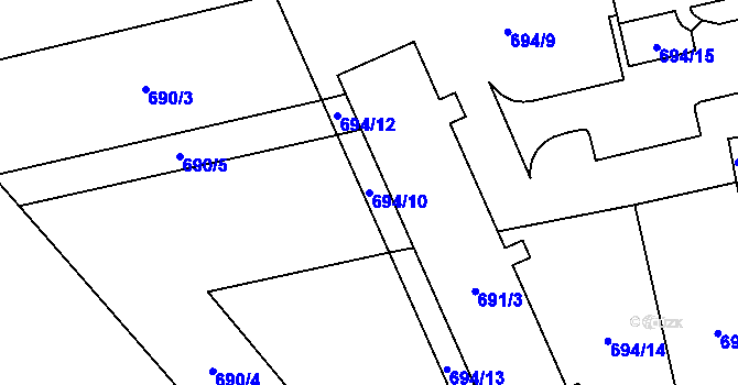 Parcela st. 694/10 v KÚ Brodek u Přerova, Katastrální mapa