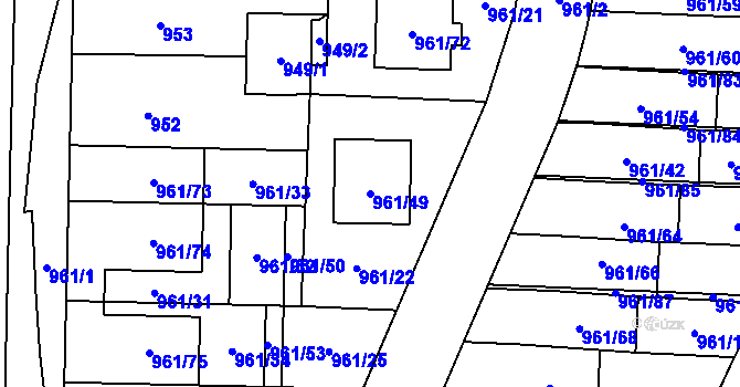 Parcela st. 961/49 v KÚ Brodek u Přerova, Katastrální mapa