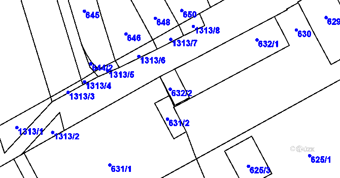 Parcela st. 632/2 v KÚ Brodek u Přerova, Katastrální mapa