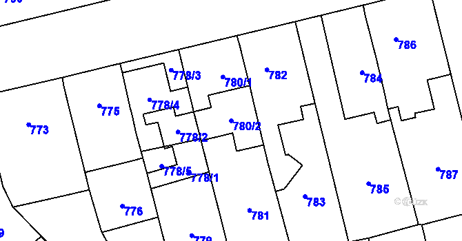 Parcela st. 780/2 v KÚ Brodek u Přerova, Katastrální mapa