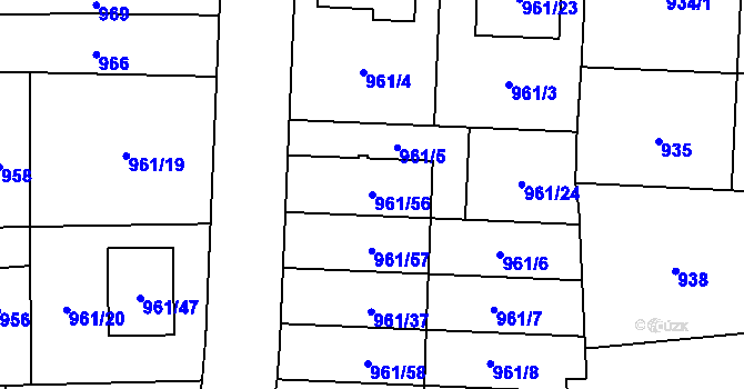 Parcela st. 961/56 v KÚ Brodek u Přerova, Katastrální mapa