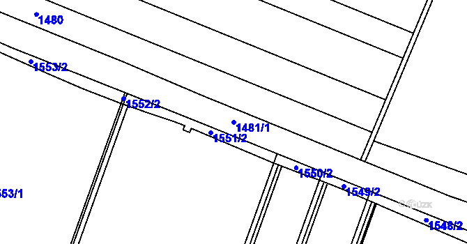 Parcela st. 1481/1 v KÚ Brodek u Přerova, Katastrální mapa