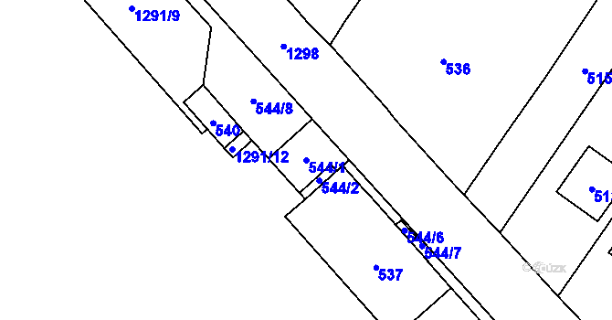 Parcela st. 544/1 v KÚ Brodek u Přerova, Katastrální mapa