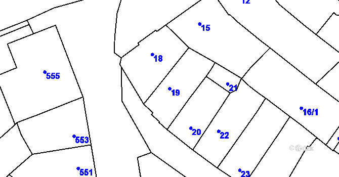 Parcela st. 19 v KÚ Brodek u Přerova, Katastrální mapa