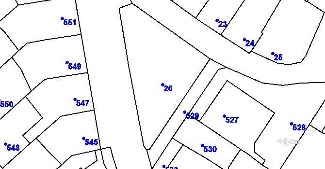 Parcela st. 26 v KÚ Brodek u Přerova, Katastrální mapa