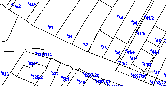 Parcela st. 32 v KÚ Brodek u Přerova, Katastrální mapa