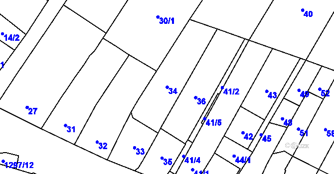 Parcela st. 34 v KÚ Brodek u Přerova, Katastrální mapa
