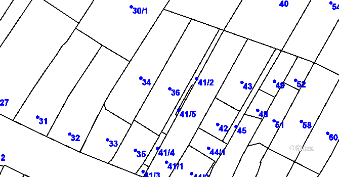 Parcela st. 36 v KÚ Brodek u Přerova, Katastrální mapa