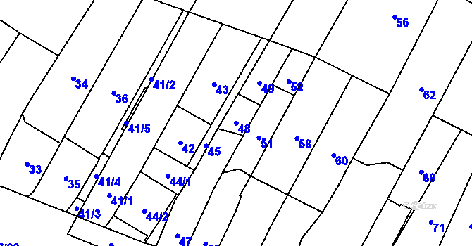 Parcela st. 48 v KÚ Brodek u Přerova, Katastrální mapa