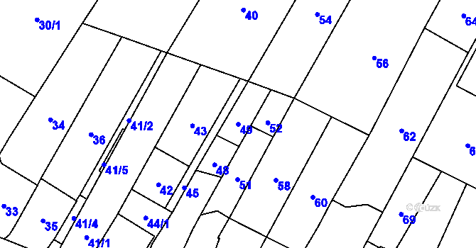 Parcela st. 49 v KÚ Brodek u Přerova, Katastrální mapa