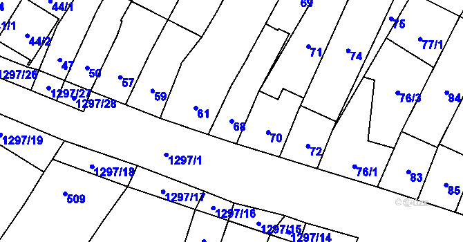 Parcela st. 68 v KÚ Brodek u Přerova, Katastrální mapa