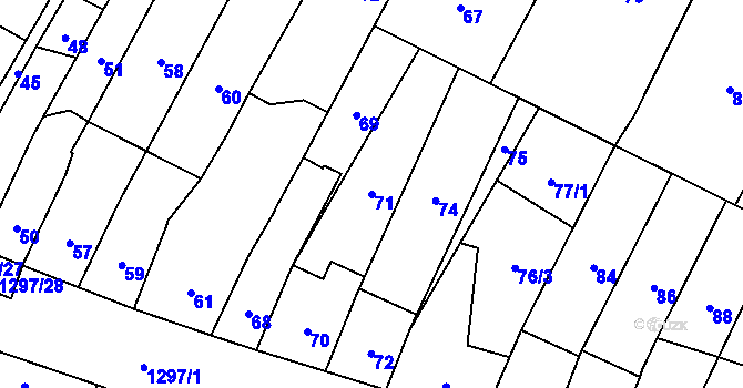 Parcela st. 71 v KÚ Brodek u Přerova, Katastrální mapa