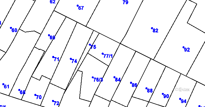 Parcela st. 77/1 v KÚ Brodek u Přerova, Katastrální mapa