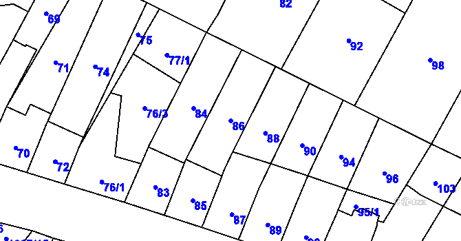 Parcela st. 86 v KÚ Brodek u Přerova, Katastrální mapa