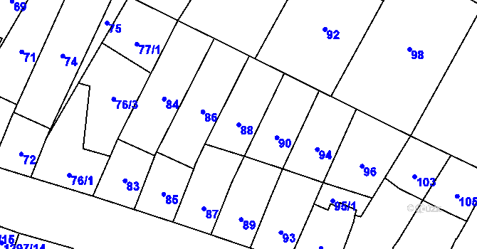 Parcela st. 88 v KÚ Brodek u Přerova, Katastrální mapa