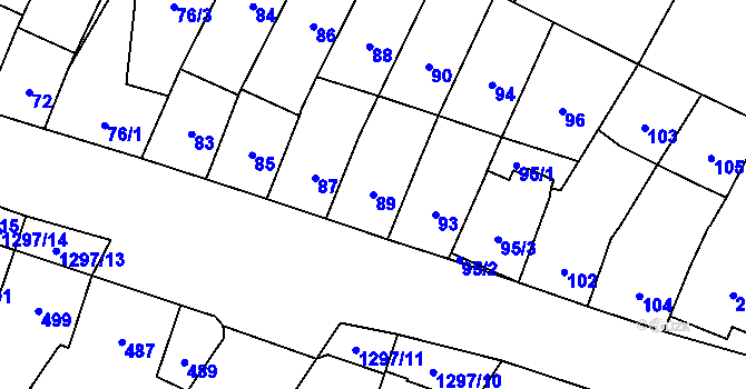 Parcela st. 89 v KÚ Brodek u Přerova, Katastrální mapa
