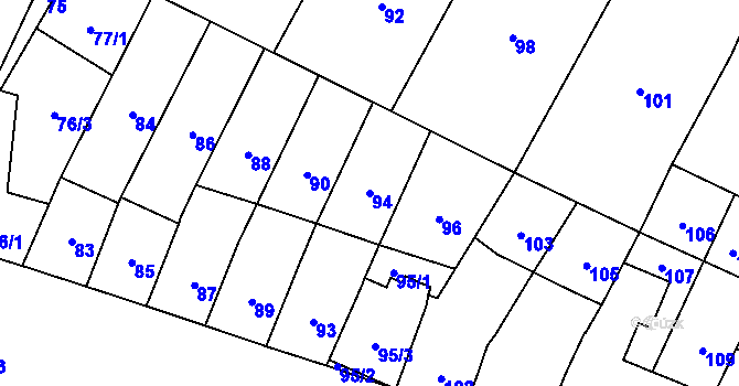 Parcela st. 94 v KÚ Brodek u Přerova, Katastrální mapa