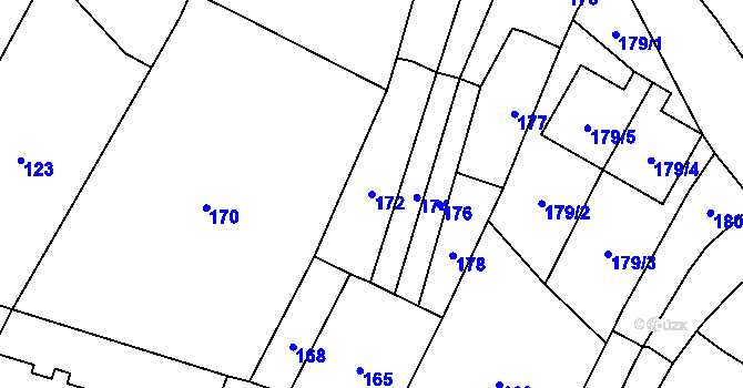 Parcela st. 172 v KÚ Brodek u Přerova, Katastrální mapa